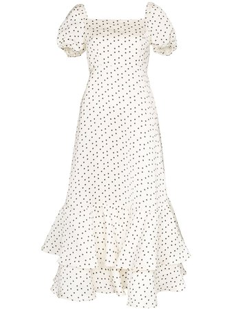 White Shrimps Eve Ruffled Floral-print Midi Dress | Farfetch.com