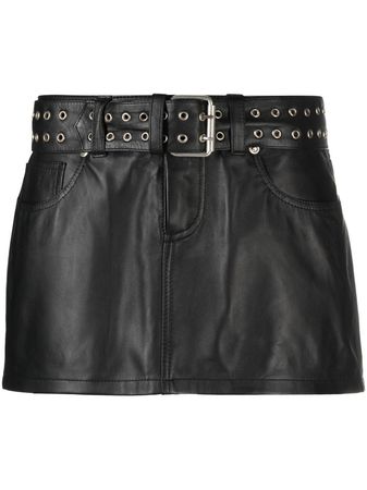 Danielle Guizio Belted Leather Mini Skirt - Farfetch