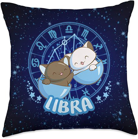 Amazon.com: Zodiac Cats Collection by Irene Koh Studio Kawaii Cats Astrology Zodiac Libra Throw Pillow, 18x18, Multicolor: Home & Kitchen