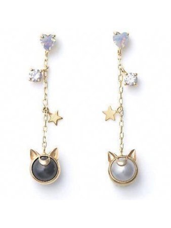 Dangling cat earrings