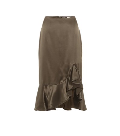 Silk-Satin Midi Skirt