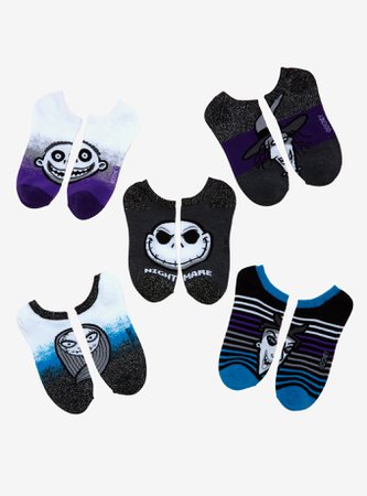 THE NIGHTMARE BEFORE CHRISTMAS CHARACTERS NO-SHOW SOCKS 5 PAIR