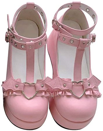 Amazon.com | CELNEPHO Womens Mary Jane Shoes for Women, Sweet Bow Round Toe Ankle T-Strap Lolita Goth Platform Dress Pumps Shoes Oxfords | Pumps