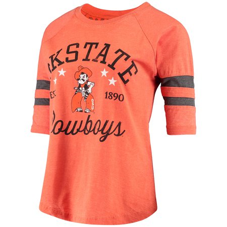 Oklahoma State Cowboys Pressbox Women's Jade Vintage Washed 3/4-Sleeve Jersey T-Shirt - Orange/Black
