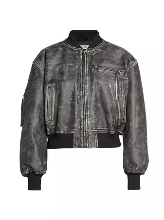 Shop Acne Studios Cropped Leather Bomber Jacket | Saks Fifth Avenue