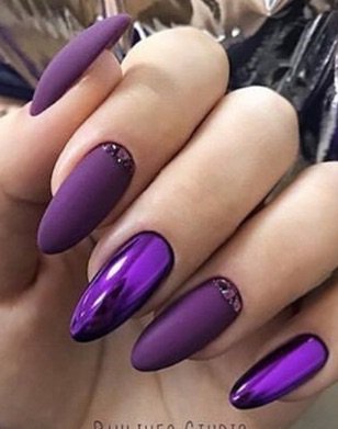 Purple Matte/Glossy Nails