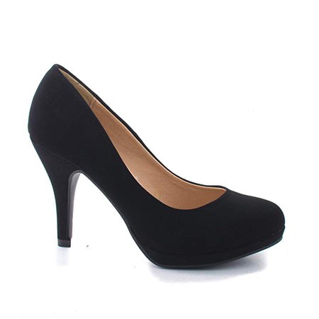 Amazon.com | Round Toe Extra Cushioned Comfort Classic Dress Work Pumps, Color:BlackNubA, Size:8 | Shoes