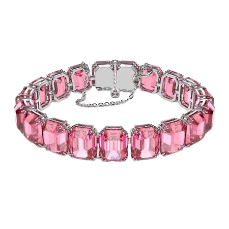 Swarovski - Millenia Bracelet, Octagon-cut crystals, Pink, Rhodium lacquered