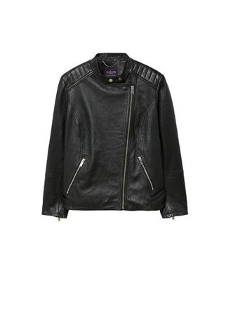 Violeta BY MANGO Quilted panels leather jacket