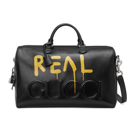 Gucci Ghost Leather Duffel Black Weekend/Travel Bag - Tradesy