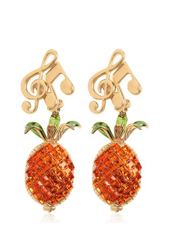 d&g cheap price, DOLCE & GABBANA PINEAPPLE & MUSIC NOTE CLIP-ON EARRINGS ORANGE/GOLD ODc1Nzk1 WOMEN FASHION JEWELRY,dolce and gabbana the one for cheap, dolce and gabbana bags price in usa Official