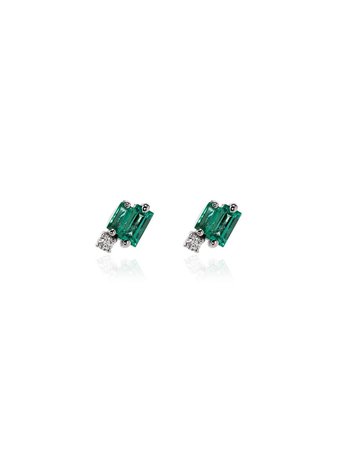 Green Suzanne Kalan 18Kt White Gold Emerald And Diamond Earrings | Farfetch.com