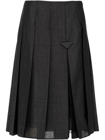 dark grey Prada pleat midi skirt