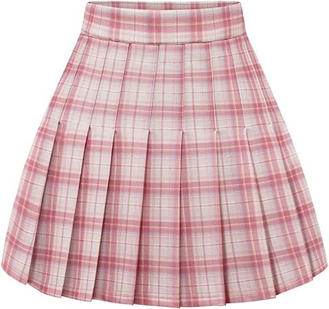 Amazon.com: Women’s Pleated Skirt Plaid Skirt High Waist Uniform School Skirts Skater Tennis Skirt with Stretchy Band Pink White Plaid S : Clothing, Shoes & Jewelry