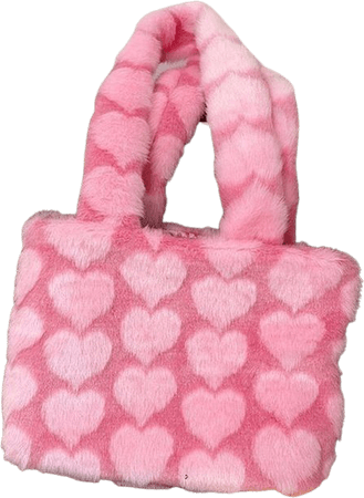 pink heart fluffy bag