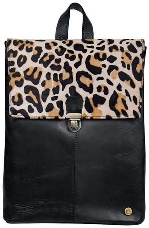 Mahi Leather Pony Hair Leather College Backpack In Leopard Print
