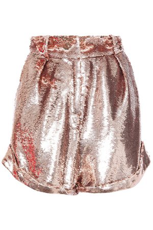 Rose Gold Prodigy pleated sequined-mesh shorts | IRO |