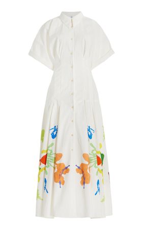 Jolly 'oliday Printed Cotton-Linen Shirt Dress By Rosie Assoulin | Moda Operandi