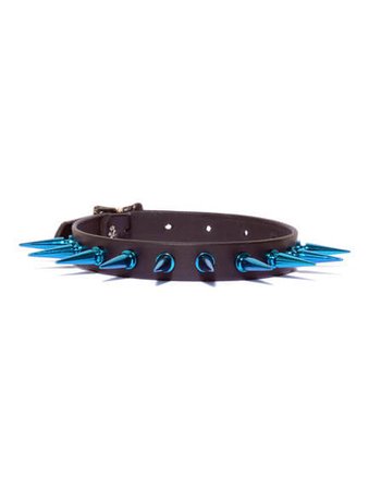 Rivithead Blue Spiked Punk Leather Choker