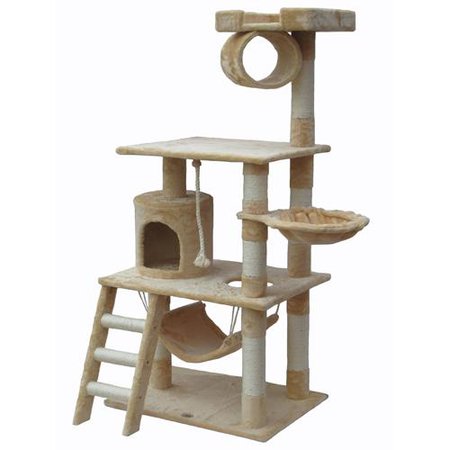 iPet 56 Inch Cat Tree Condo Cat Furniture Scratching Post Pet House Cat Exercise Tree in Beige | Best Buy Canada