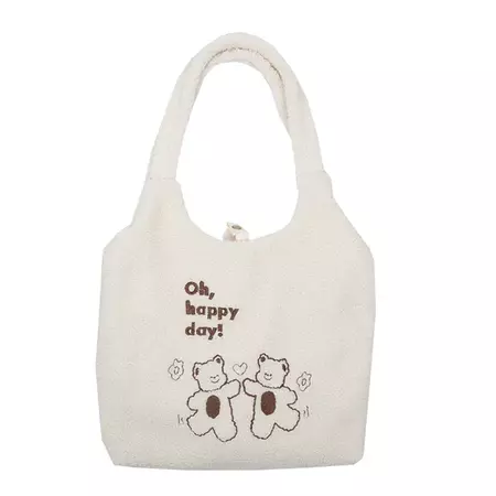 Softie Plush Bear Embroidered Shoulder Bag - Shoptery