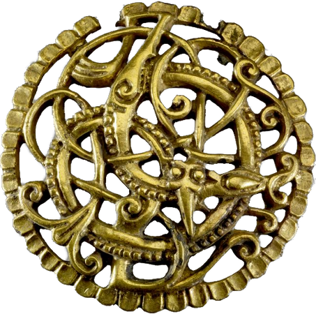 pitney brooch copper-alloy viking Anglo-Saxon artifact round gold snake