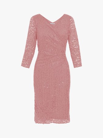 Gina Bacconi Belle Lace Wrap Dress, Dusty Pink at John Lewis & Partners