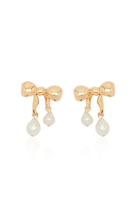 Heart And Bow Pearl Earrings By Oscar De La Renta | Moda Operandi