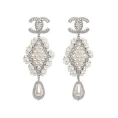 Chanel crystal pearl drop earrings