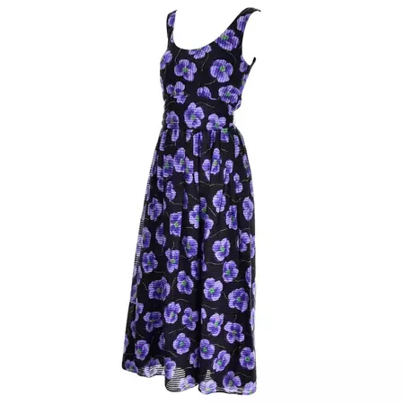 Anthony Muto Vintage Purple and Black Floral Dress Size 4 For Sale at 1stDibs | black dress with purple flowers, black dress purple flowers, purple and black floral dress