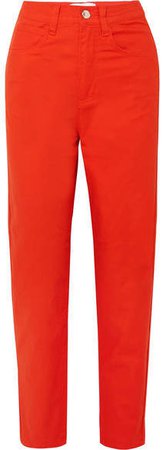 L.F.Markey - Johnny High-rise Tapered Stretch Jeans - Tomato red