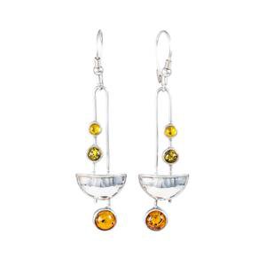 Vintage Art-Deco Inspired Abstract Silver and Amber Drop Earrings – Jewellery Hound