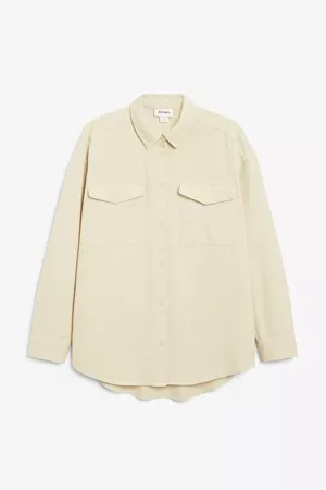 Twilled cotton shirt - Barely beige - Shirts & Blouses - Monki WW