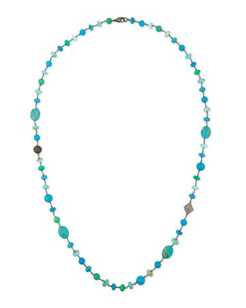 Sheryl Lowe Turquoise, Chrysoprase & Opal Bead Necklace