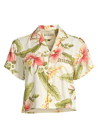 Hawaiian Floral Print Blouse