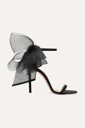Black Aveline 100 bow-embellished grosgrain sandals | Jimmy Choo | NET-A-PORTER
