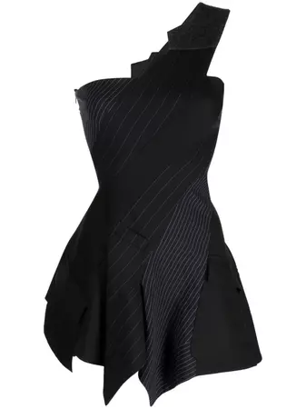 Monse one-shoulder Pinstripe Asymmetric Dress - Farfetch