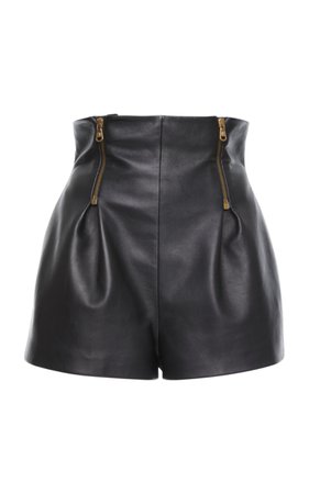Leather High Waisted Mini Shorts by Versace | Moda Operandi