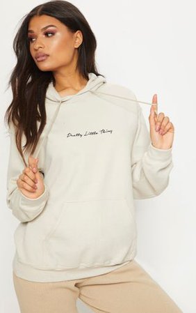 PRETTYLITTLETHING Sand Embroidered Oversized Hoodie | PrettyLittleThing