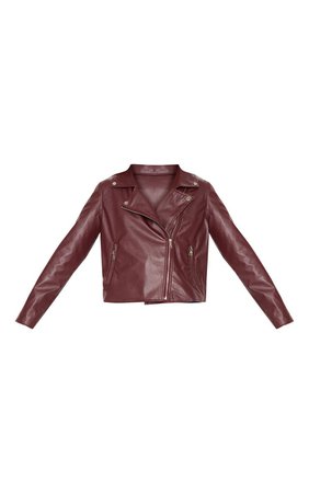 Burgundy Pu Biker Jacket | Coats & Jackets | PrettyLittleThing USA