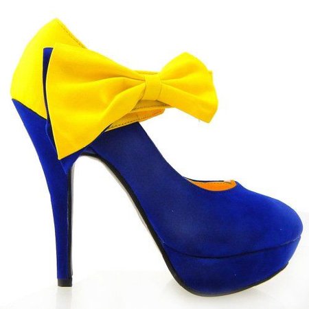 yellow and blue heels