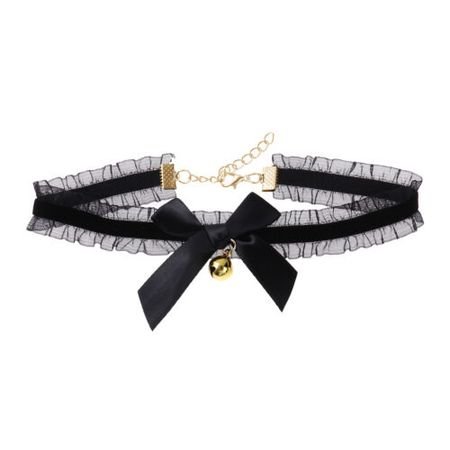 Women Ruffle Lace Collar Bowknot Bell Elastic Band Hook Chain Choker Necklace | eBay