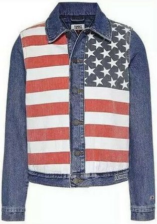 TOMMY JEANS Jacke Regular Trucker Jacket TJF Mid Blue Used Denim USA Flagge Gr.S | eBay