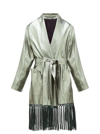 BLAZÉ MILANO Whistler oversized silk-blend lamé robe dress