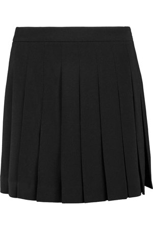 Black Pleated crepe mini skirt