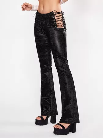 SHEIN 90s Lace Up Side PU Leather Pants | SHEIN USA