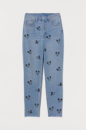 Jeans Mom High Ankle - Azul denim/Mickey Mouse - Ladies | H&M MX