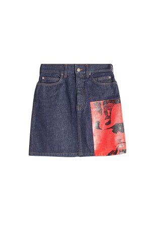 x Andy Warhol Printed Denim Mini Skirt Gr. 29