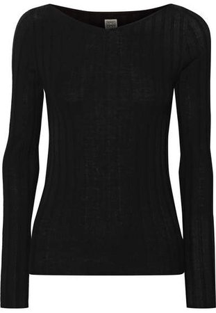 Toury Ribbed Wool, Silk And Cashmere-blend Top - Black