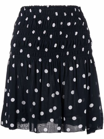 Shop GANNI smocked polka-dot mini skirt with Express Delivery - FARFETCH